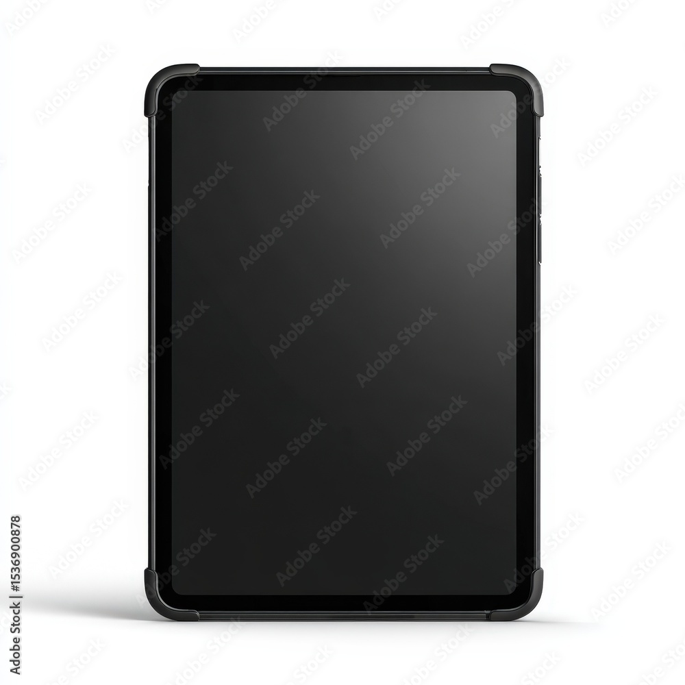 Poster modern black tablet computer isolated on white background perfect for technology and gadget concepts