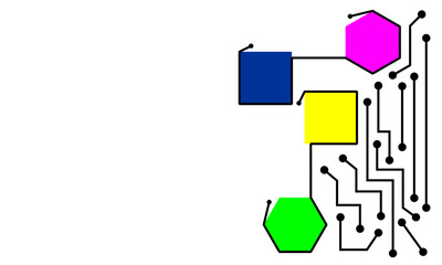 Colorful Geometric Circuit Board Background Modern Tech Connection Design