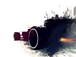 formula 1 racing car watercolor drawing