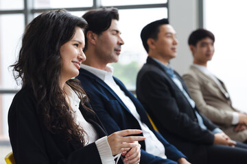 audience or crowd people : group of diverse audience people company employees in meeting conference...