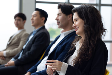 audience or crowd people : group of diverse audience people company employees in meeting conference...