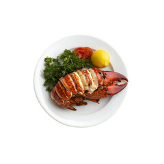 Delicious Grilled Lobster Tail with Lemon and Parsley Garnish