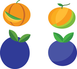 Fresh cantaloupe and blueberry fruits close-up, vibrant cantaloupe melon with juicy blueberries, healthy tropical fruit mix, summer harvest, organic fresh cantaloupe and blueberry photography