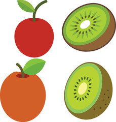 Fresh bundle of juicy kiwi and ripe jujube fruits isolated on white background, perfect for organic food, health, nutrition, diet, tropical freshness and nature-inspired stock photography.