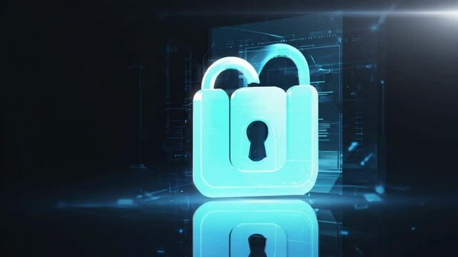 binary code lock on digital background