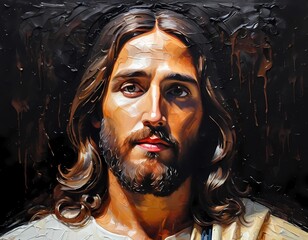 This artwork features a striking portrayal of a revered figure radiating compassion and wisdom Generative AI