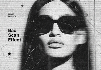 Bad Smudged Scan Photo Effect Mockup
