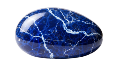 Polished sodalite stone with deep blue hues and white matrix