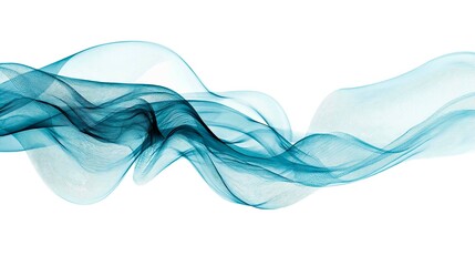 A captivating abstract design showcasing flowing teal waves on a white background.