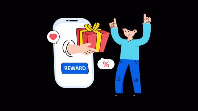 Online Rewards 2D Flat Animations on Transparent background
