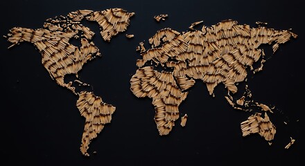 World Map Crafted from Matches: A Unique Artistic Representation of Global Connectivity