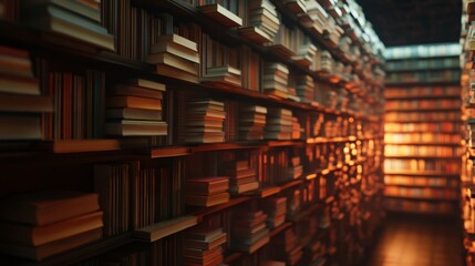AI archive of human history, glowing shelves of data and memories in digital vault,