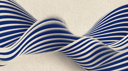 Minimalist ukiyo-e wave abstraction background with indigo curved lines on cream paper, Japanese art inspired pattern.