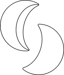 Jiaobei Blocks outline vector illustration. 
Simple shapes Wooden Divination blocks line.
Traditional Moon blocks isolated.
Transparent background. SVG.