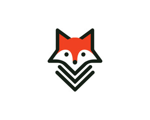 Obraz premium Fox logo design in minimal vector style