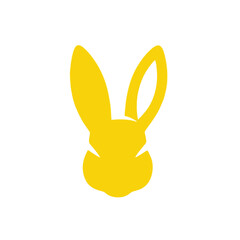 Silhouette Yellow Rabbit Head Logo, Vector Graphic