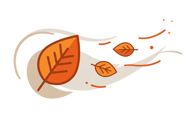 Leaves blown by the wind