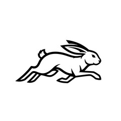 Running Rabbit Logo, Fast Rabbit Mascot, Stylized for Speed, Bold and Minimal Design, Isolated Vector Illustration