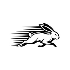 Running Rabbit Logo, Speedy Rabbit Logo, Stylized With Motion Lines