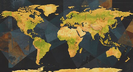 World Map Abstract Geometric Design