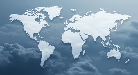 World Map Over Cloudy Sky: Global Perspective