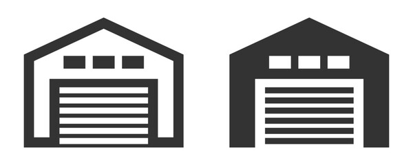 Vector illustration of garage door building icons.