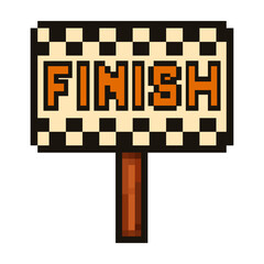 Vector illustration of finish sign with checkered pattern.
