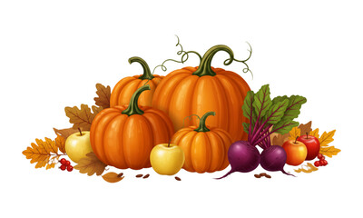 pumpkin and autumn leaves