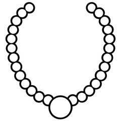 Minimal Pearl Choker Line Art