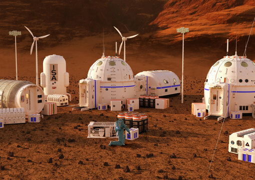 Research base on Mars, illustration