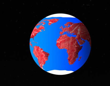 Global meat eating, conceptual illustration
