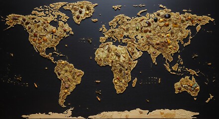 A World Map Crafted from Insects and Seeds