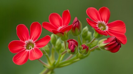Naklejka premium Vibrant Red Kalanchoe Blossoms Closeup Photography