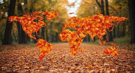 Autumnal World Map: A Fall Journey