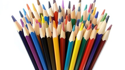 Fototapeta premium Colorful Pencils Fan Close Up Shot, Art Supplies