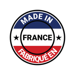 made in france stamp circle logo vector design with france flag	