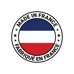 made in france stamp circle logo vector design with france flag	