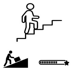 Goal Achievement Process Vector Icon Set for Personal Development
