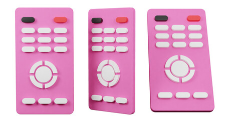 Pink Remote Set Featuring Different Angles on Transparent Background 3D Render Illustration