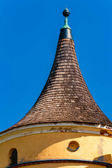 Details of a water castle on a sunny spring day at Schoenau, Rottal Inn, Bavaria, Germany