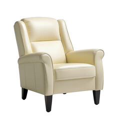 Cream Upholstered Armchair with Soft Cushions and Wooden Legs for Elegant Living Room or Cozy Reading Nook transparent background