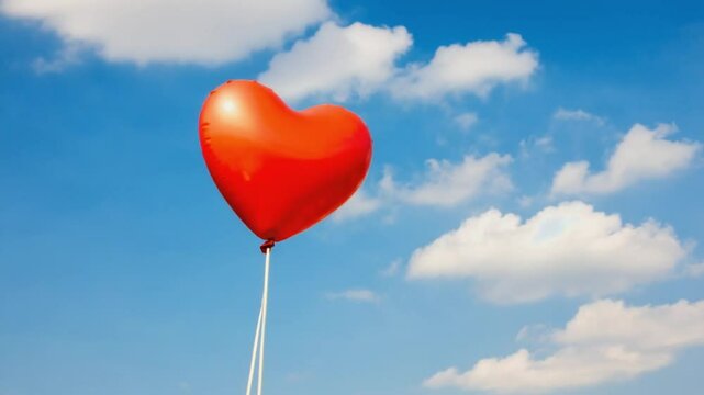 heart shaped balloons in sky