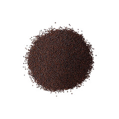 Heap of Brown Mustard Seeds on Black Background