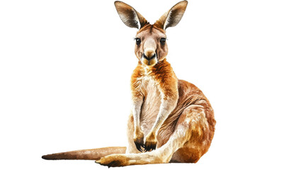 Unique watercolor representation of a kangaroo sitting gracefully in a serene and minimalistic setting with a touch of artistic flair in the late afternoon sun.