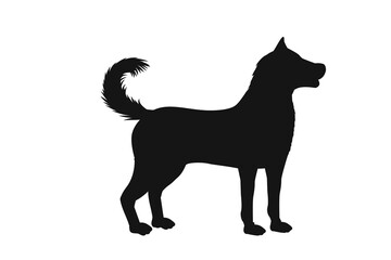 Dog silhouette. Vector silhouette of dog on white background. 