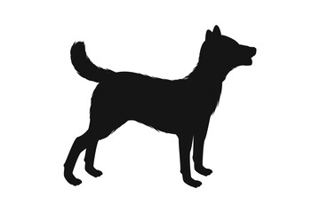 Dog silhouette. Vector silhouette of dog on white background. cutout dog. hand drawn design. vector illustration