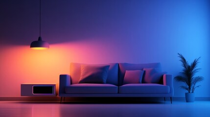 Modern IoT gadgets interconnected with virtual lines, minimal style, bright lighting
