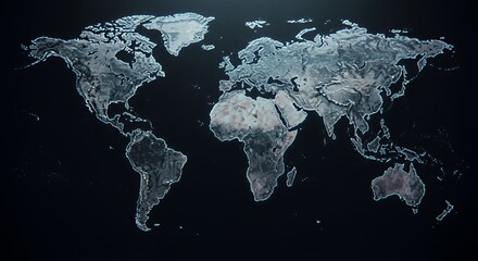 World Map: A Global Perspective in Deep Blue