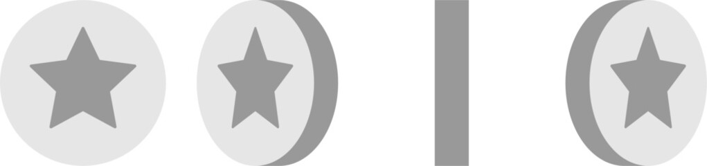 Basic 4-frame Rotating Silver Coin with Star Sprite Sheet for Sprite Animation in Games and App UI. Vector Image.