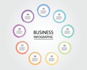 Business Infographic modern design template for banners and infographics for 9 circle step 